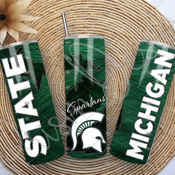 20 oz Michigan State Tumbler Wrap,  Sublimation Tumbler, Water color Tumbler