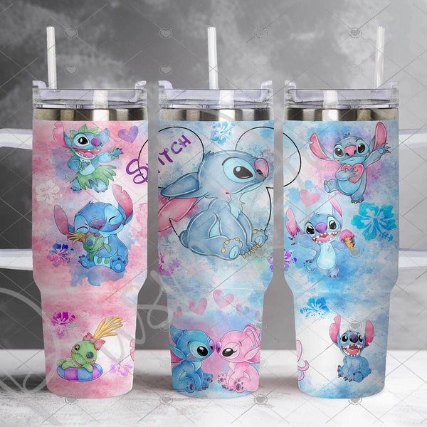 40 oz Stitch Tumbler Wrap,  Sublimation Tumbler, Water color Tumbler