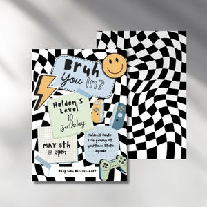 Invito di compleanno a tema videogiochi, tema patch punk anni '90 (digitale)