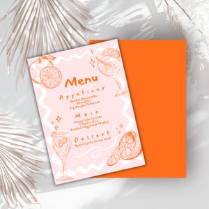 Bearbeitbar - Aperol Spritz-Menü Gekritzel Hand gezeichnetes Gefühl Spritzy Junggesellenabschiedsessen, Junggesellinnenabschiedsessenparty -Printable