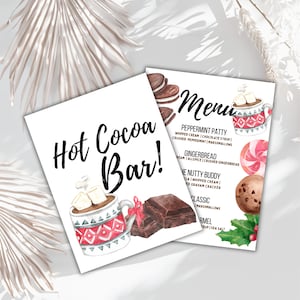 Hot cocoa bar toppings menu  chocolate sign christmas party cocoa bar hot chocolate station winter wedding christmas hot cocoa bar Printable