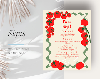Editable- Italian dinner party buffet sign menu , pasta birthday thats amore Italy pasta night myo pasta party dinner birthday  invitation