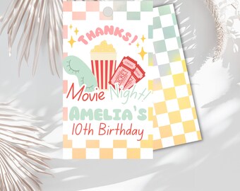 sleepover favor tag   movie and pajamas slumber party slumber party  party thank you  jammies sleepover idea editable pajama party printable