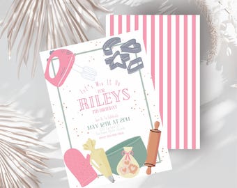 Editable baking themed party invite mix it up party cake decorating cupcake bake party evite cookie baking party theme Download