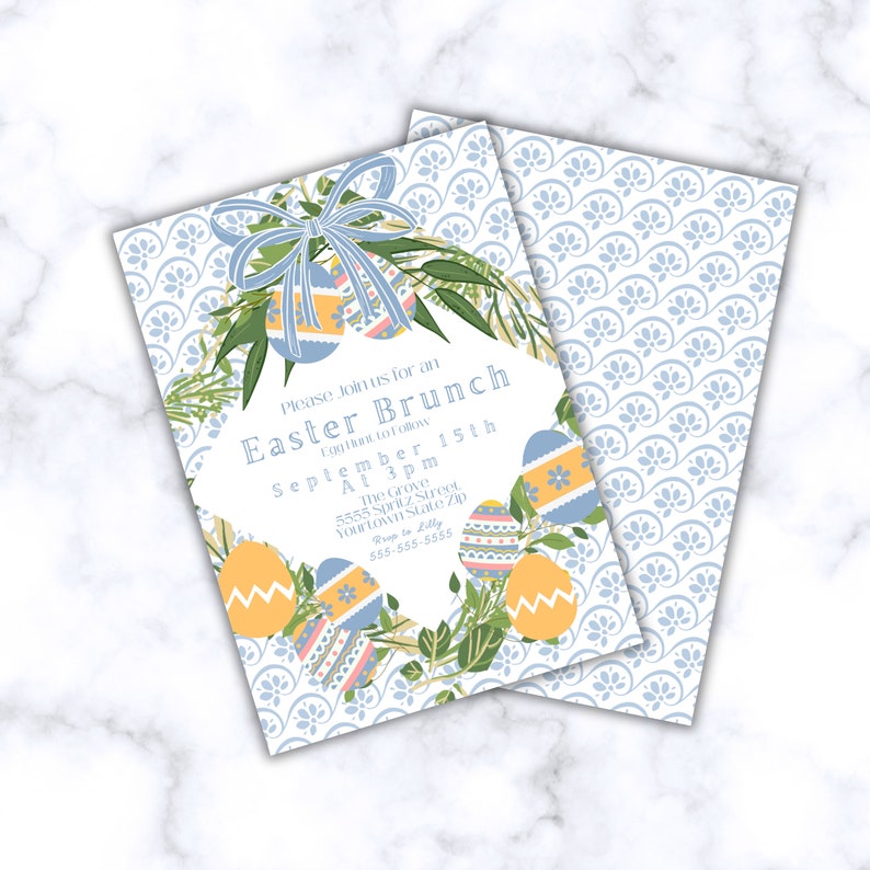 Pastel Easter Brunch Invitation – Egg Hunt Party Invite (Digital Download) image 2