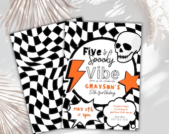 Spooky Dude 5. Geburtstagseinladung, Punk Skater-Thema (bearbeitbar, digitaler Download)