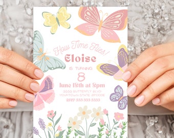 Fairy Garden Birthday Party Invite: Butterfly Tea Party (Editable Printable)