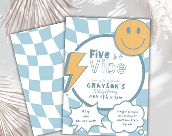 Blue Five is a Vibe Geburtstagseinladung: Punk Skater Theme (Digitaler Download)