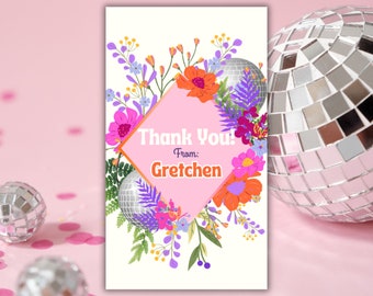 Tropical Disco Bridal Shower Favor Tag, Editable Template (Digital Download)