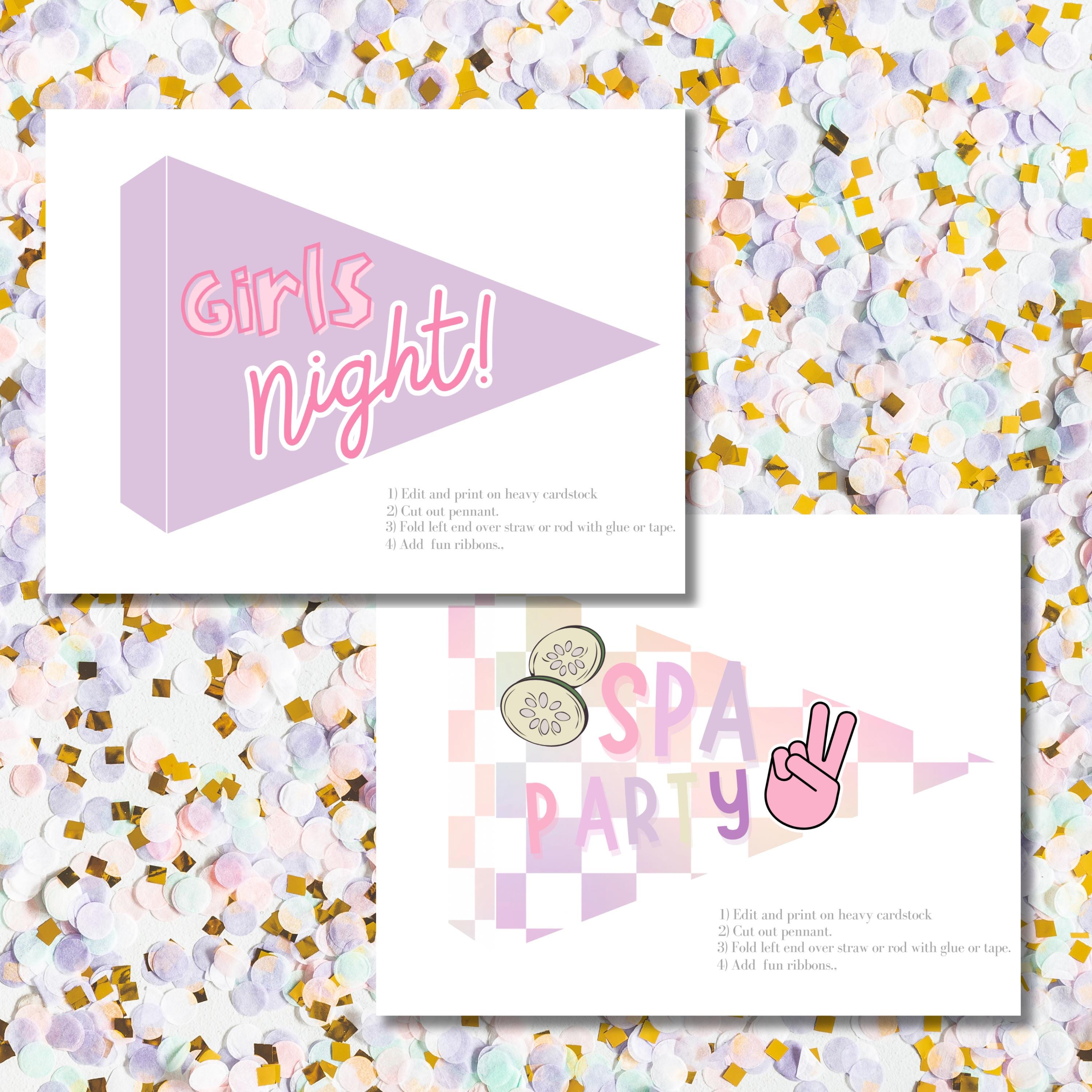 Editable Party Flags Editable Spa Birthday Pennant Flags , Diy Decor Flags Pamper Party, Spa ...