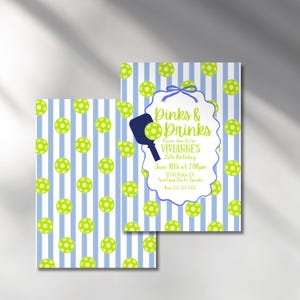Pickleball lover invitations  bow preppy pickleball invitation dinks and drinks themed invite pickleball party pickleball  Instant Download