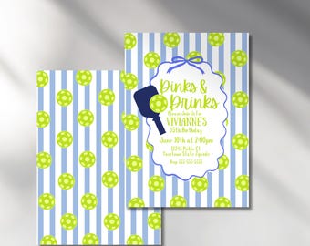 Pickleball Birthday Party Invitation, Dinks & Drinks Theme (Digital Download)