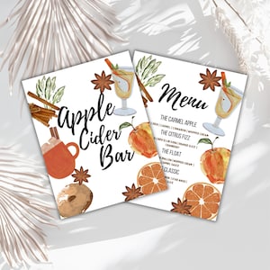 Editable hot apple cider bar apple cider station sign menu labels baby shower hot cider favor outdoor wedding  bonfire fall shower Printable