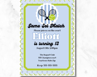 Tennis lovers Printable tennis invitation tennis birthday invite tennis party tennis ball - editable Template Instant Download