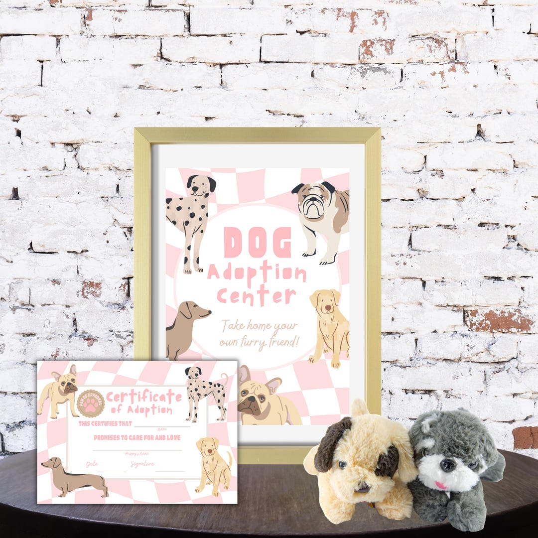 Editable ADOPT A PUPPY Certificate Printable Puppy Pawty Favor Adopt ...