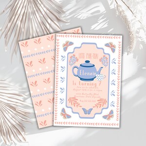 Digital Childrens Tea Party Invitation Garden Party Birthday Bow ...