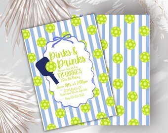 Pickleball party invitations  bow preppy pickleball invitation dinks and drinks themed invite pickleball party pickleball  Instant Download