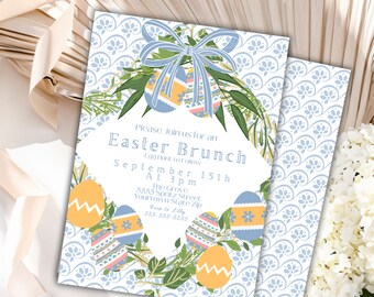 Pastel Easter Brunch Invitation – Egg Hunt Party Invite (Digital Download)