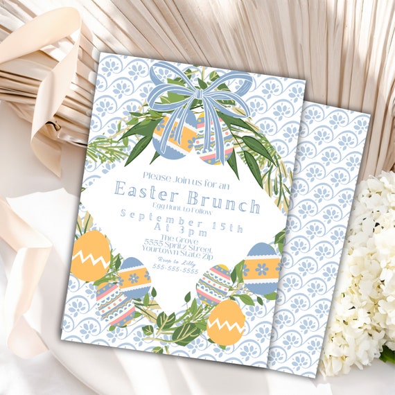 Pastel Easter Brunch Invitation – Egg Hunt Party Invite (Digital Download)