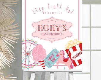 Editable Circus Birthday Welcome Sign, Carnival Theme (Printable Template)
