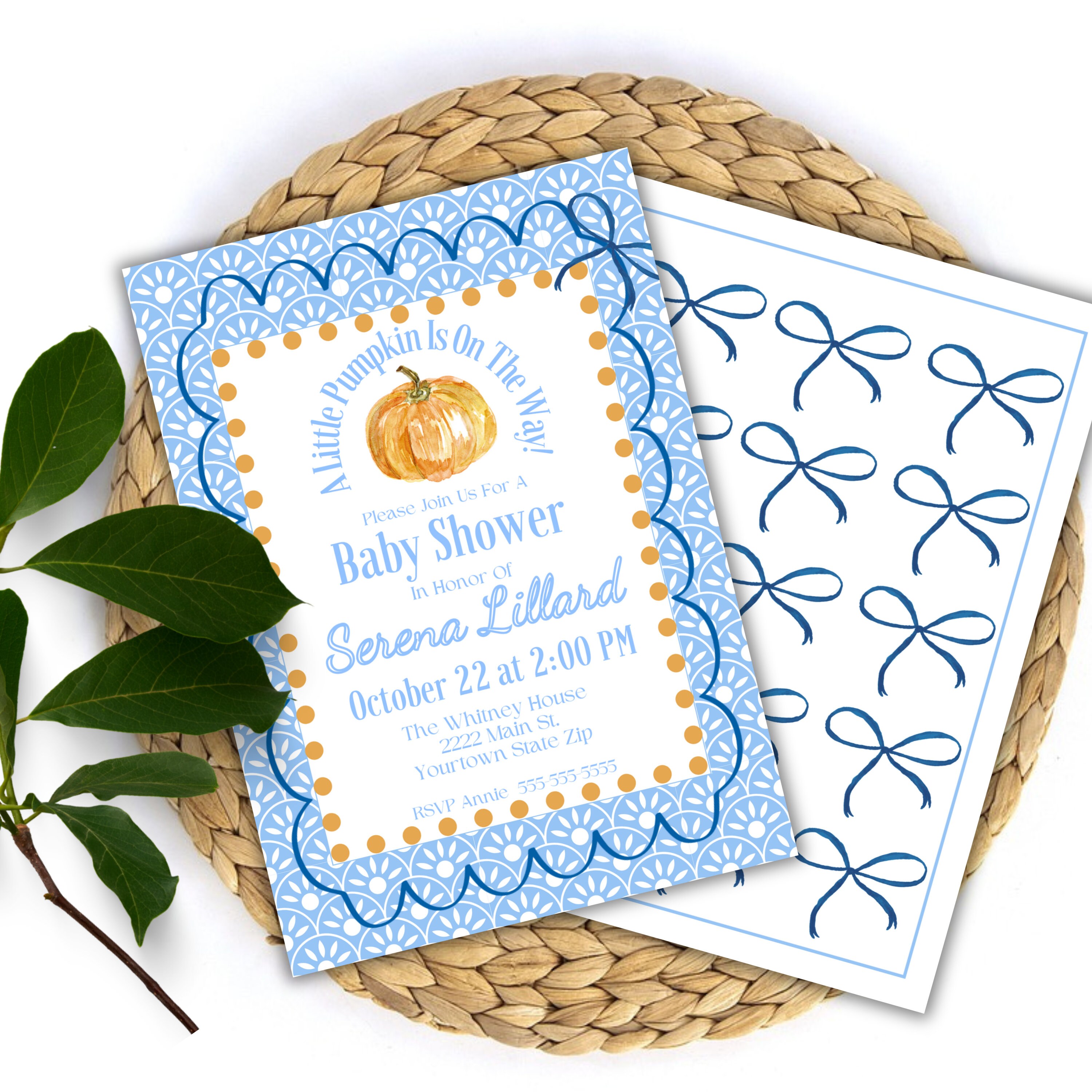Little Pumpkin Printable Invitation Blue Pumpkin Spice Baby - Etsy