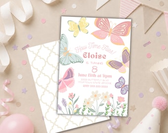 Butterfly Birthday Party Invite: Enchanted Garden Theme (Editable Printable)