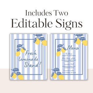 Lemonade Stand Sign & Menu: Baby Shower Printable (Digital Download)