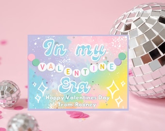 Editable personalized valentines era inspired taylor school valentines  invitation, printable  personalized name valentine favor tag