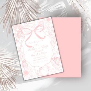 Digital Muttertag Brunch Einladung Tee-Party-Einladung Garten Bogen Frühling Blumen Grandmillenial Einladung Rosa Mama Tee Teekanne zum Ausdrucken