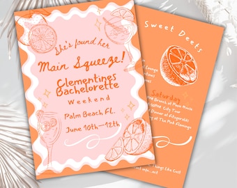 Editable- aperol spritz  invitation doodle hand drawn feeling Spritzy bachelorette main squeeze , bachelorette spritz itinerary  -Printable