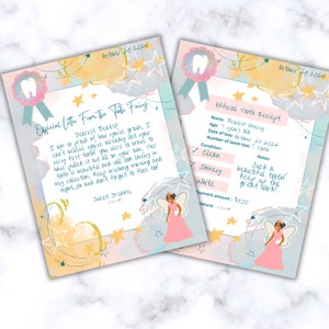 Kids Editable royal tooth fairy letter, black tooth fairy certificate, lost tooth receipt, tooth fairy receipt Printable Template Download
