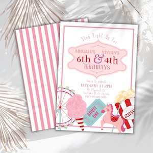 Editable carnival invite carnival theme birthday  invitation the greatest vintage circus ticket retro  party pastel circus  Instant Download