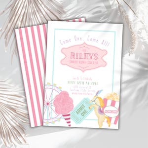 Bearbeitbare 3 Ring Zirkus Einladung Karneval Thema 3. Geburtstag größte Vintage Zirkus Karte Retro Party Pastell Zirkus Sofort Download