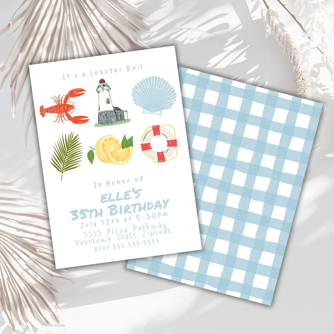 Editable Lobster Boil Party Invitation Retro Coastal Lobster Bake ...