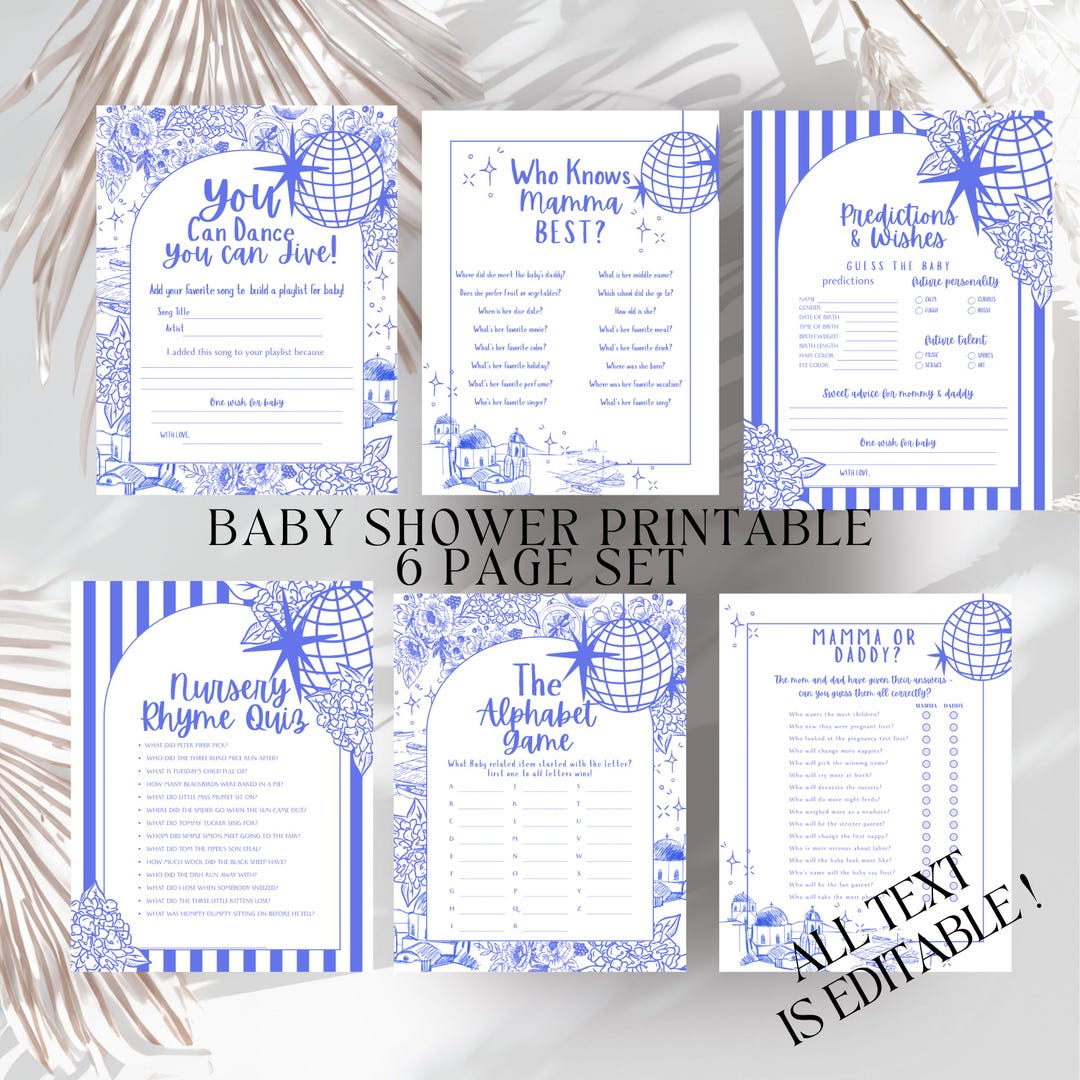 Editable-mamma Mia Game Printable Well Wishes Baby Playlist Greek Disco ...