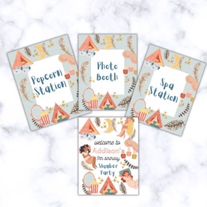 Sleepover Printable Party Set - Boho Tent Slumber Pack- Party ...