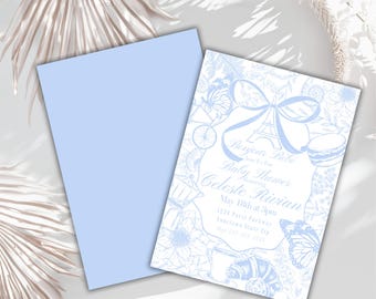 Paris Baby Shower Invitation, Bonjour Bébé, Eiffel Tower (Editable Template)