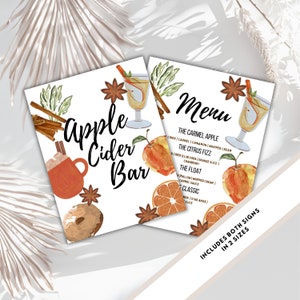 Editable Apple Cider Bar Sign & Menu: Fall Party Decor (Digital Download)