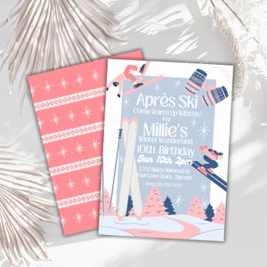 Editable apres ski party birthday invite . Retro ski party, cabin party, winter birthday party ski bunny , ski lodge invitation template