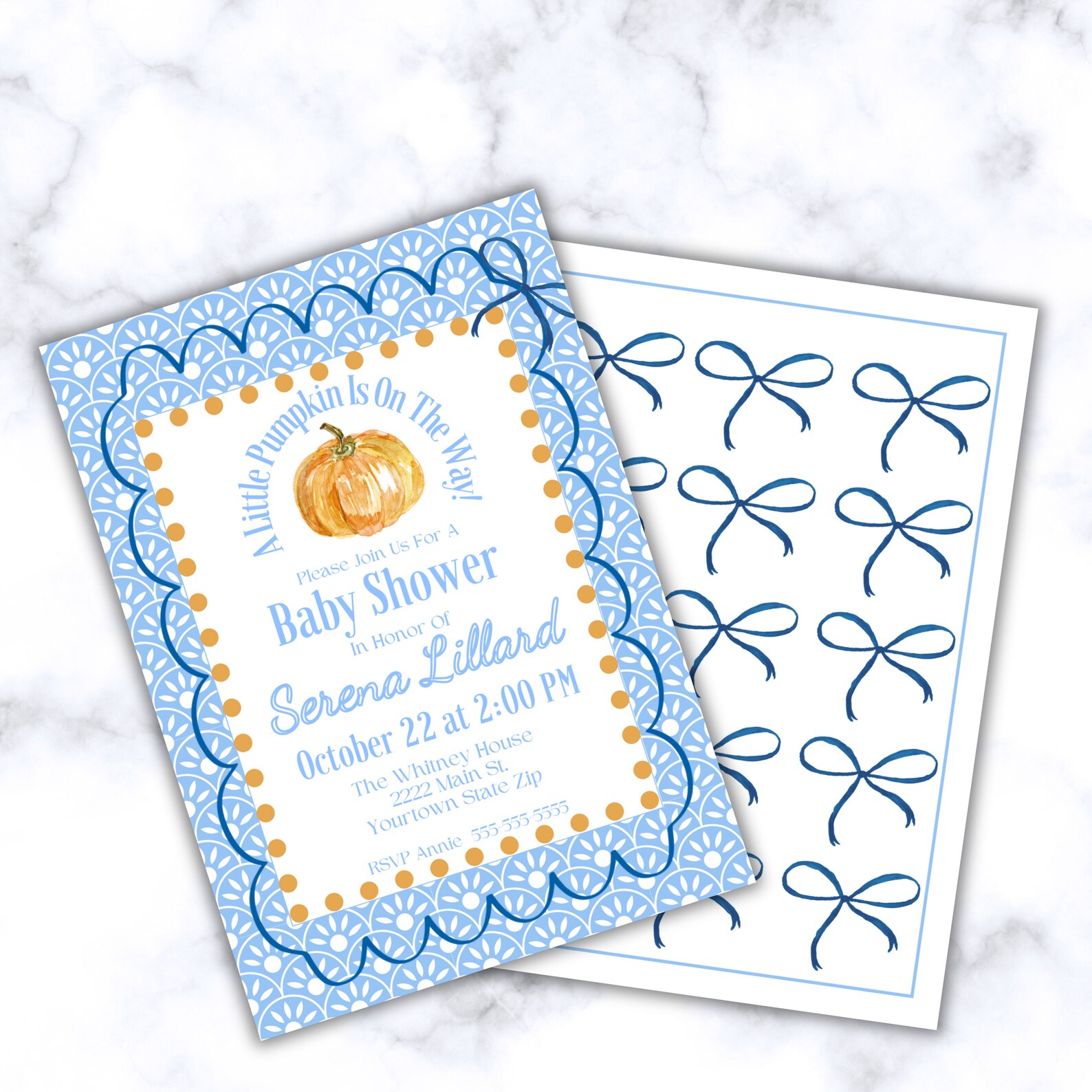 Little Pumpkin Printable Invitation Blue Pumpkin Spice Baby - Etsy