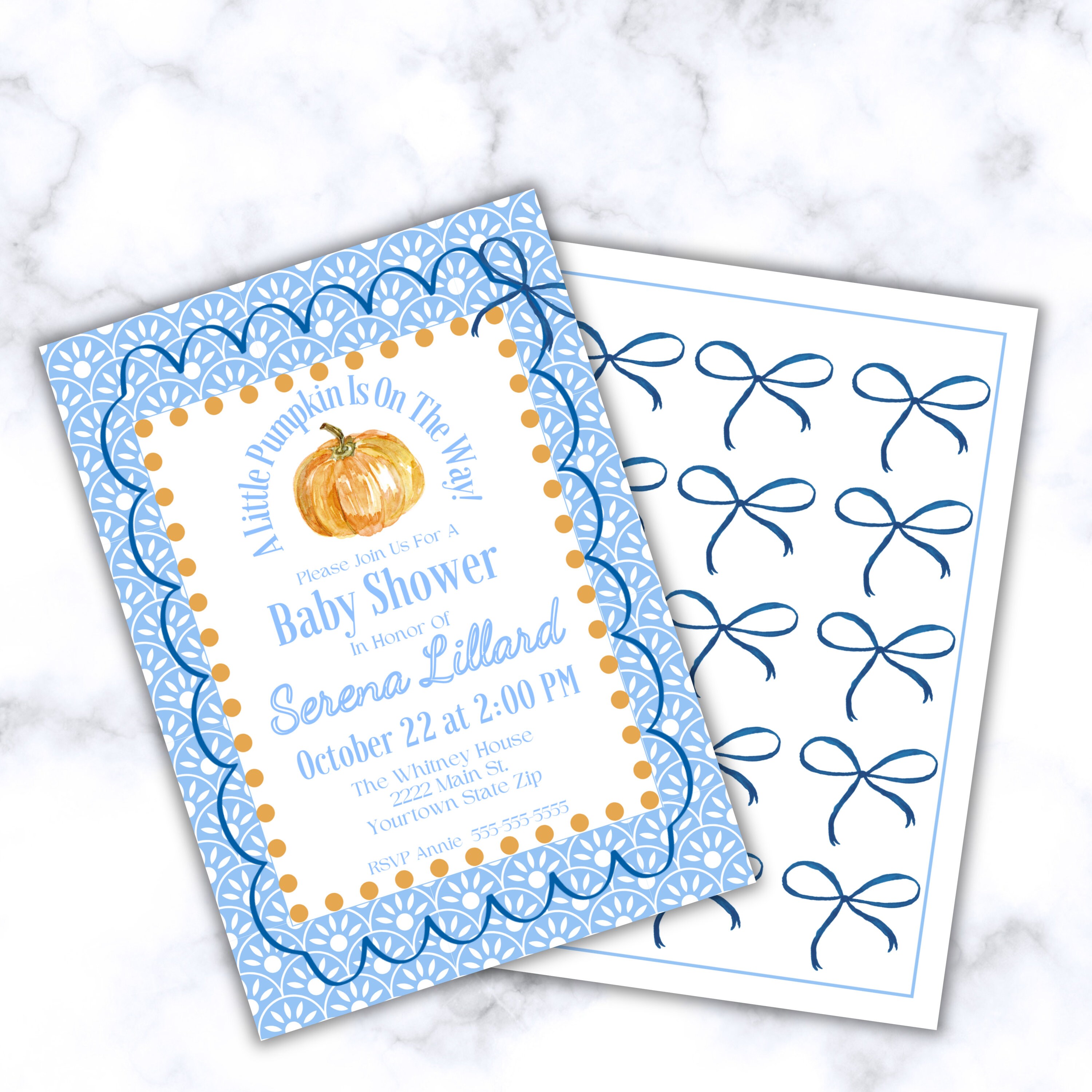 Little Pumpkin Printable Invitation Blue Pumpkin Spice Baby - Etsy