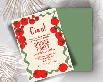 Editable- Italian dinner party invite , menu , pasta birthday thats amore Italy pasta night, pasta party dinner birthday  invitation