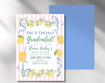 Invitación para fiesta de graduación con temática de limonada: Invitación para recién graduados con temática de limonada (descarga digital)