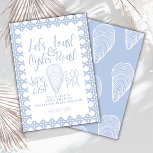 Editable- oyster roast dinner party invite. Toast and roast, shuck em , oyster shuck party , rehearsal dinner food  invitation