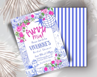 Mamma Mia Bridal Shower Invitation, Greek Island Theme (Digital Download)
