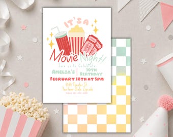 Movie Night Sleepover Invitation, Pajama Party Invite (Digital)