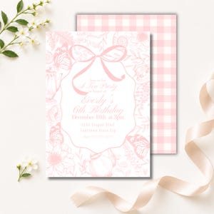 Tea Party Birthday Invitation, Blush Garden, Butterfly Bow (Digital)