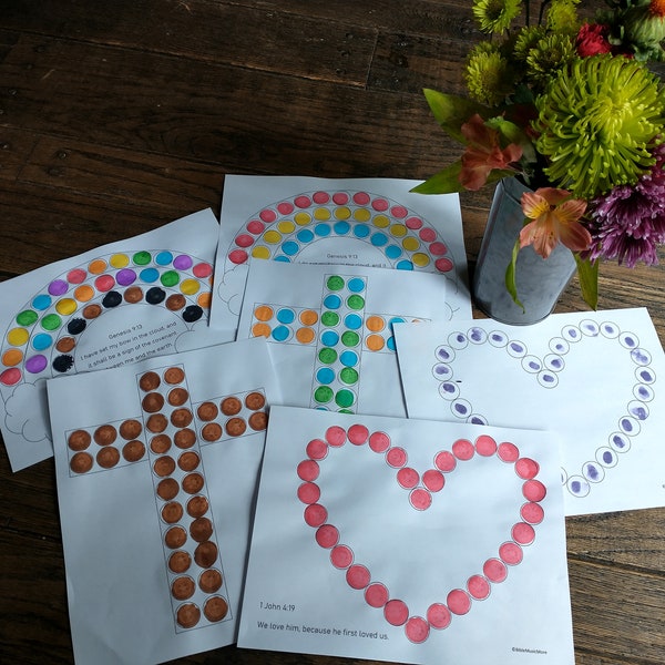 Dot Marker Rainbow, Cross, & Heart