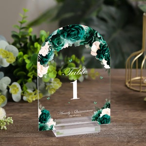 Arco Acrílico Números de Mesa Quinceañera Signo Verde Esmeralda / signo personalizado mis quince años dulces dieciséis, 18 cumpleaños boda debut