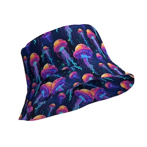 Rave reversible bucket hat, Jellyfish bucket hat, Rave outfit, Festival hat, Rave hat, Festival outfit